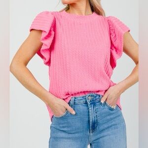 Cable Texture Flutter Blouse